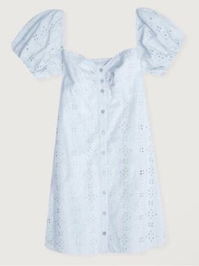 OAK + FORT Eyelet Mini Dress - Light Blue